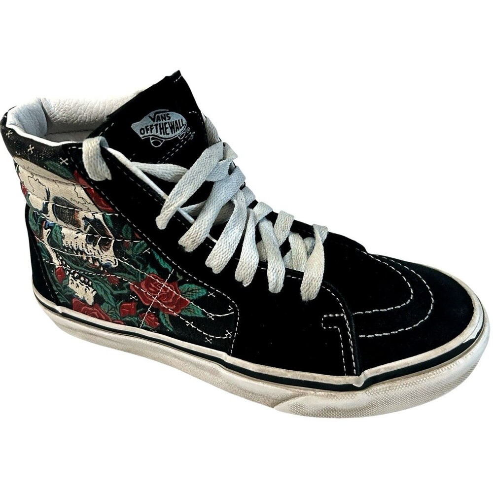 Vans Unisex Youth SK8 Rose Skull Hi Top Suede Sneaker Boys 3.5 / Girls 5 - Picture 2 of 16